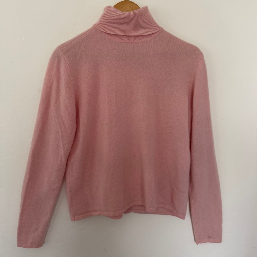 Tribeca Studio Pink 100% Cashmere Turtleneck Sweater Womens XL READ